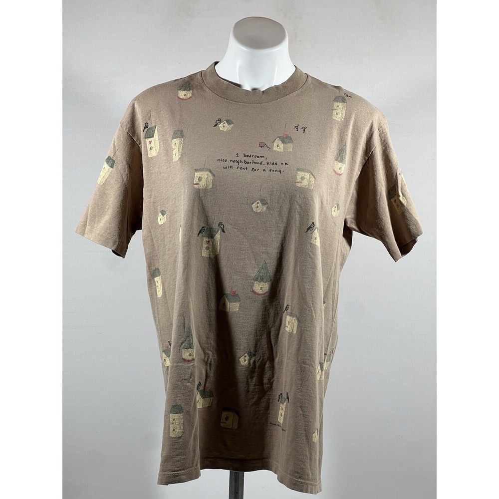 Bird House For‎ Rent Womens Graphic T Shirt Large Brown Logo Tee